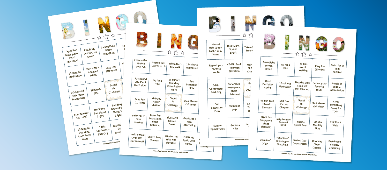 printable fitness bingo card PDF preview